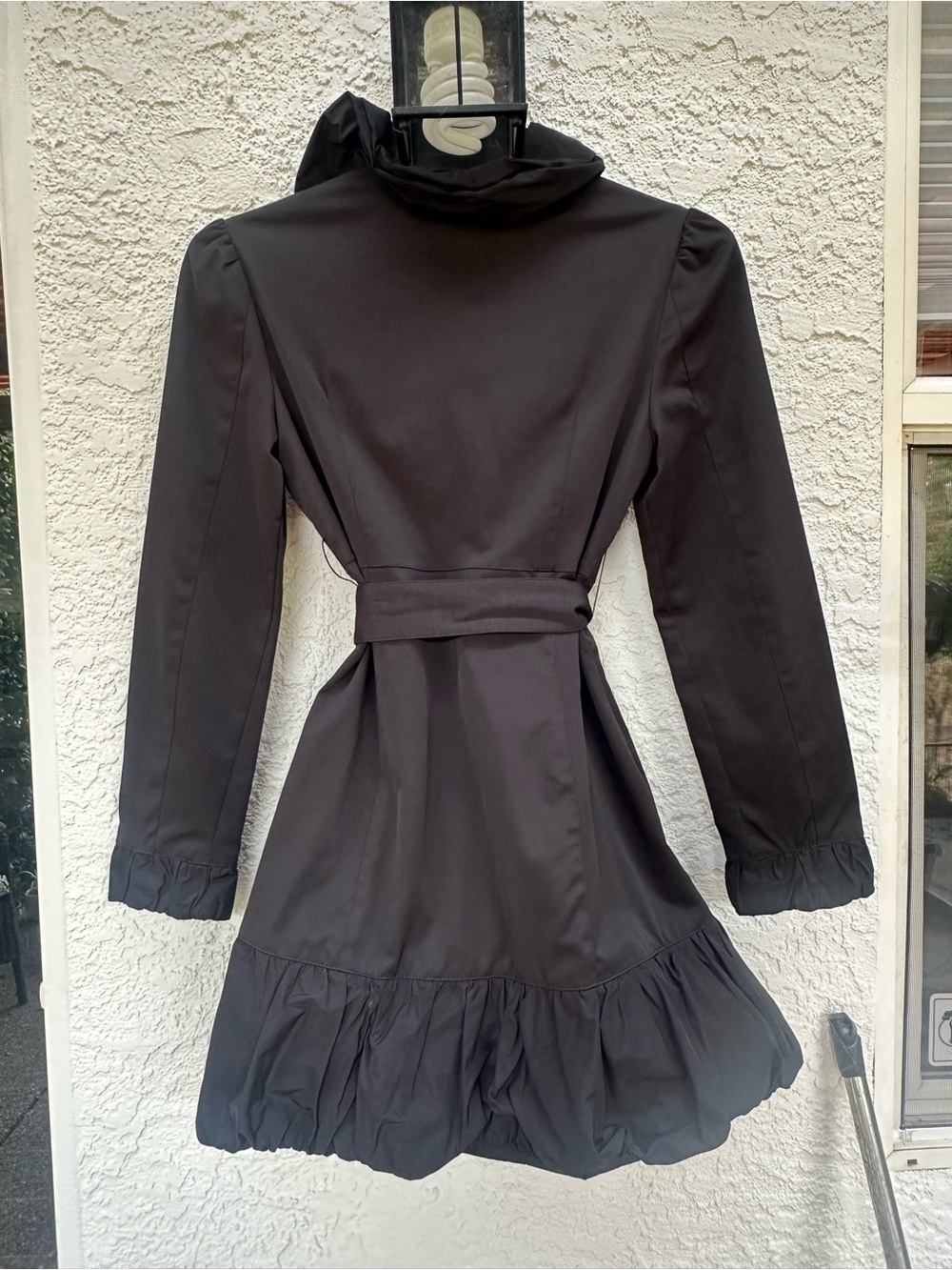Ruffled Fit-and-Flare BEBE lined coat - Picture 4 of 4